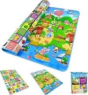 Foam Mats,Playmats Floor Gyms, Baby Play Mats for Floor, 120x180cm Kids Crawling Educational Playmat 2 Sided Alphabet Shapes Learning Playroom Rugs for Toddlers Infants
