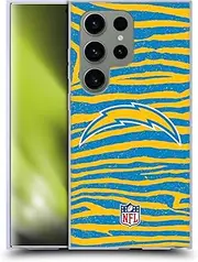 Head Case Designs Officially Licensed NFL with Zebra Animal Print Los Angeles Chargers Art Soft Gel Case Compatible with Samsung Galaxy S24 Ultra 5G