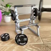 Squat Rack Pen Holder Fun Desk Accessories for Office Funny Pen Holder for Men Desk Mini Pen Organizer Unique for All Fitness Enthusiasts and Weightlifting Fans (1 Bar with 4 Weight Plates)