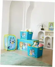 4 Piece Storage Solution Set with Pop Up Hamper, Collapsible Storage Bluey