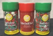 Wilton Holiday Snowflake & Red Sugar Sprinkles - Set Of 3 - Christmas Baking