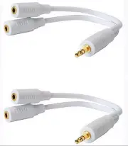 2 x 3.5m RCA Headphone Earbud Y Splitter Adapter Cable for Ipad, Iphone, others
