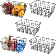 5PCS Wire Storage Baskets, Premium Metal Storage Organizer Basket, Small Size Me