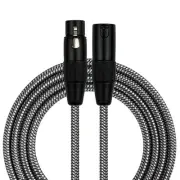 Kirlin 20ft Black Silver XLR Male to Female Woven Microphone Cable