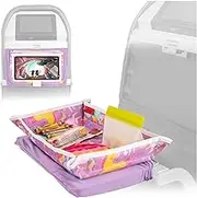Kids Tray Table Cover with Pockets - Airplane Travel Essentials for Babies, Toddlers, Adults - Travel Tray for Kids on Plane or Train - Airplane Must Haves and Flying Essentials - Unicorns