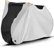 Bike Cover for 1 or 2 Bikes Outdoor Waterproof Rain Sun UV Dust Wind Proof Dust with Lock Hole reflective strip and storage bag, for Mountain Road Electric Bike (XL Black&Silvery)