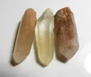 3pc Natural Color Quartz Crystals Points Red orange yellow rutile Phantoms