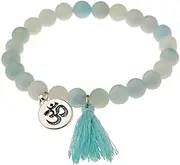[IBOWZ] Crystal Bracelet Bead Bracelets Charm Bracelets for Womens, 7 Chakra Natural Stone Beads Tourmaline Elastic Bangle Tassel Om Jewelry Birthstone Jewellery Pray Yoga Energy Reiki Charm Gift Fo