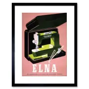 Advert Elna Sewing Machine Switzerland Case Box Framed Art Print 9x7 Inch