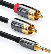 deleyCON 3.0 m Jack Cable RCA Cable 3.5 mm Jack to RCA RCA Stereo Audio Cable 1x Jack Plug to 2X RCA RCA Male Metal Plug Black