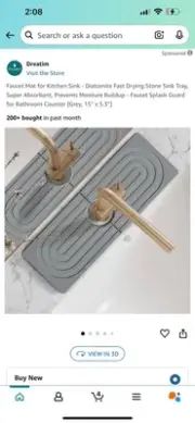 Faucet Mat for Kitchen Sink, Diatomite Instant Drying Stone Kitchen Sink
