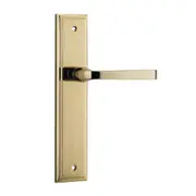 Iver Annecy Door Lever Handle on Stepped Backplate Polished Brass