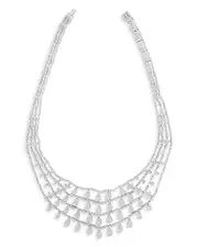 Roberto Coin 18K White Gold Classic Diamond Multirow Drop Statement Necklace, 16