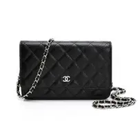 在飛比找ETMall東森購物網優惠-【CHANEL 香奈兒】經典雙C LOGO菱格紋牛皮鍊帶WO