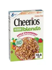 〽️ New Cheerios Veggie Blends Apple Strawberry Spinach Carrot Cereal Box 10.6oz
