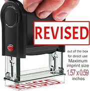Bertiveny Revised-Stamps Self Inking Personalized Office Revised Stamps Custom Revised Self-Inking Stamps for Office Supplies,Red Revised Message Stamps with Date