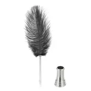 Vintage Feather Ballpoint Pen with Stand Holder, Black