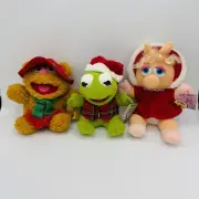 Vintage McDonalds Muppet Babies Plush Christmas Set Miss Piggy Kermit Fozzie Tag