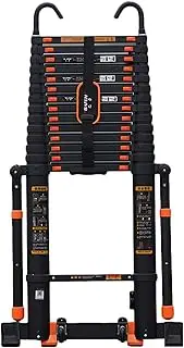 Telescopic Ladder Telescopic Ladders Multi-Purpose Extendable Ladder Telescopic Ladder Telescoping Ladder for 6m/5m/4m/3m RV/Rooftop/Attic, Aluminum Black Extension Telescopic Ladders with D