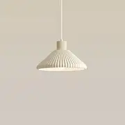 White Mid Century Pendant Light Fixture Cone Pleated Shade Large Ceiling Hanging Lamp Modern Kitchen Island Ceiling Hanging Lamp Chandelier for Dining Room Bed