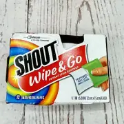 Shout Wipe & Go Instant Stain Remover Wipes 12 Count New