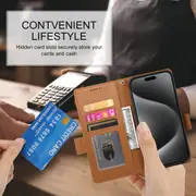 Wallet Case for IPhone 11 Pro Max,Slim Protective Shockproof Case With Card Holder,Premium PU Leather Kickstand-Brown