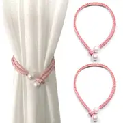 2Pcs Pearl Buckle Curtain Clip Adjustable Rope Tie Back Curtain Holdbacks