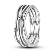 Silver Sparkling Zircon Ring Stackable Classic Shine Stone Round Ring Size 6-9 I