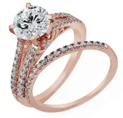 GIA Certified Diamond Bridal Set 4.50 ct Round Brilliant 18K Rose Gold