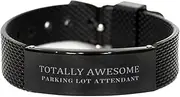 [Generic] Black Shark Mesh Bracelet for Admirable Parking Lot Attendants with Engraved Confidence and Hope for Holidays and Graduation Gifts, Small, Silver Plated Zinc, Cubic Zirconia