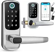 Smart Door Lock, Keyless Fingerprint Door Lock with Keypad for Home, Rental, Office and Hotel Bluetooth Remote Control/IC Cards/Codes/Keys/Fingerprints
