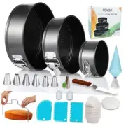 100PCs Cake Pan Sets for Baking + Cake Decorating Kit: 3 Non-Stick Springform
