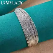 URMYLADY 925 Sterling Silver Multi Coil Open Bracelet For Women Charm Jewelry