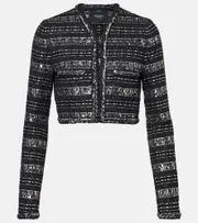 [Giambattista Valli] Giambattista Valli Cropped lamé jacket AU 16 black
