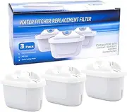 Water Pitcher Replacement Filter Cartridge for All Brita, Maxtra, Maxtra+, Mavea Jug Refills, Replacement Water Filter Cartridge Set, Pure Water Dispenser System Filtration Pitcher (Pack of 3)