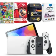 Nintendo Switch White OLED + Mario Party Superstars Game + $20 eShop Gift Card