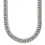Stainless Steel Chisel Polished 24 Inch Double Curb Chain Necklace