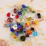 Trolleyshop Boutique Handmade 20pcs Vintage Murano Style Various Glass Sweets Candy Ornament for Home Party Wedding Christmas Festival Decorations Gift Candy Ornament Set