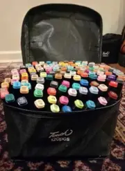 New Alcohol Markers And Case, 120 Colour Markers, Touch Series Fine And Chisel