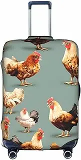 [Pvinnk] Chicken Prints Print Protective Luggage Cover Elastic Washable Suitcase Protector Travel Gear Protector, White, Medium