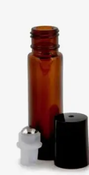 (3) Amber Glass Essential Oil SS Ball Roll-On Empty Bottles 10ml FAST SHIP! D74