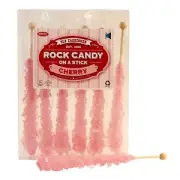 Rock Candy - Swizzle Sticks - Rock Candy Sticks - 6 Sticks - (Pink / Cherry)