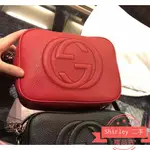 二手GUCCI 308364 SOHO DISCO LEATHER BAG 浮雕G流蘇斜背包 紅色 黑色