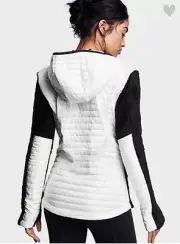 Victoria's Secret VSX Sport Jacket Hooded XS NEW WHITE BLACK BLUE