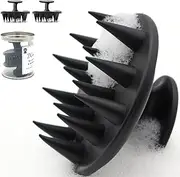 (2 Pack) Hair Shampoo Brush Head Scalp Massager Scrubber, Mold-free One-piece Solid Silicone, for Healthy Hair Growth Dry Scalp Dandruff, Adults Children Thick/thin Hair or Dogs Cats,WAKISAKI(Black)