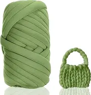 Chunky XXL Wool 500 g, 25 m Soft Chunky Knit Wool Yarn for Beginners - Hand Knitting Tube Yarn in Green, Crochet Wool for Blankets, Bags, Decoration, Christmas & DIY Craft Projects