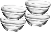 Cabilock 4Pcs Glass Dessert Bowls High Temperature Resistant Serving Bowls for Pudding Jelly Fruit Ice Food Containers for Home Commercial Use