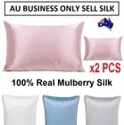 2 X 100% Real Mulberry Silk Pillowcases Pair Pillow Case Slip Genuine 25Momme