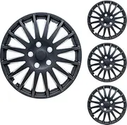 Akcsport Premium Hubcaps Wheel Covers for Toyota Nissan Kia Volkswagon 15 inch to 17 inch (Racing Matte Black, 15 Inch)