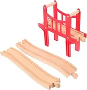 The Train Wooden Train Track Bridge Kit Expandable Track Set for Boys and Girls Straight Wooden Tracks Bridge Accessories